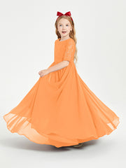 Robes de Demoiselle d'Honneur Junior en Dentelle à Demi-Manches Orange
