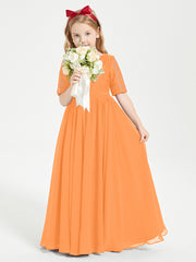 Robes de Demoiselle d'Honneur Junior en Dentelle à Demi-Manches Orange