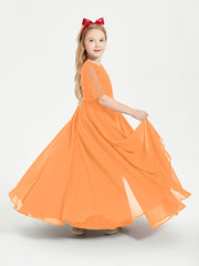 Robes de Demoiselle d'Honneur Junior en Dentelle à Demi-Manches Orange