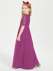 Robes de Demoiselle d'Honneur Junior en Dentelle à Demi-Manches Orchidee