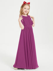 Robes de Demoiselle d'Honneur Junior en Dentelle à Demi-Manches Orchidee