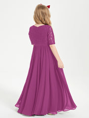 Robes de Demoiselle d'Honneur Junior en Dentelle à Demi-Manches Orchidee