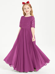 Robes de Demoiselle d'Honneur Junior en Dentelle à Demi-Manches Orchidee