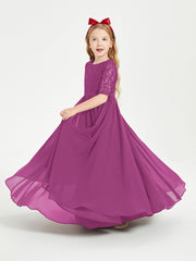 Robes de Demoiselle d'Honneur Junior en Dentelle à Demi-Manches Orchidee