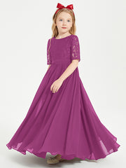 Robes de Demoiselle d'Honneur Junior en Dentelle à Demi-Manches Orchidee