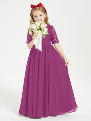 Robes de Demoiselle d'Honneur Junior en Dentelle à Demi-Manches Orchidee