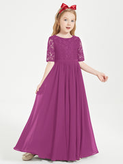 Robes de Demoiselle d'Honneur Junior en Dentelle à Demi-Manches Orchidee