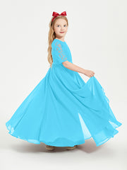 Robes de Demoiselle d'Honneur Junior en Dentelle à Demi-Manches Piscine