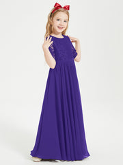 Robes de Demoiselle d'Honneur Junior en Dentelle à Demi-Manches Régence