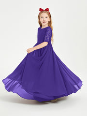 Robes de Demoiselle d'Honneur Junior en Dentelle à Demi-Manches Régence