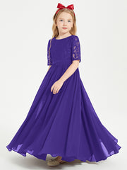 Robes de Demoiselle d'Honneur Junior en Dentelle à Demi-Manches Régence