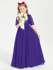 Robes de Demoiselle d'Honneur Junior en Dentelle à Demi-Manches Régence