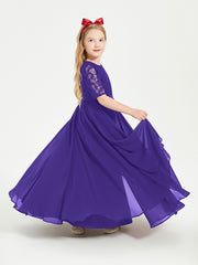 Robes de Demoiselle d'Honneur Junior en Dentelle à Demi-Manches Régence