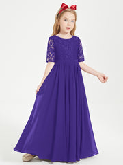 Robes de Demoiselle d'Honneur Junior en Dentelle à Demi-Manches Régence