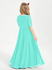 Robes de Demoiselle d'Honneur Junior en Dentelle à Demi-Manches Spa