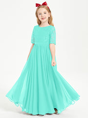 Robes de Demoiselle d'Honneur Junior en Dentelle à Demi-Manches Spa