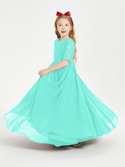 Robes de Demoiselle d'Honneur Junior en Dentelle à Demi-Manches Spa
