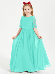 Robes de Demoiselle d'Honneur Junior en Dentelle à Demi-Manches Spa