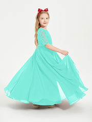 Robes de Demoiselle d'Honneur Junior en Dentelle à Demi-Manches Spa