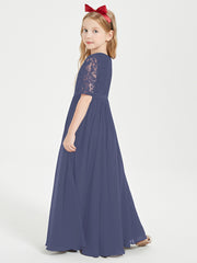 Robes de Demoiselle d'Honneur Junior en Dentelle à Demi-Manches Orageux