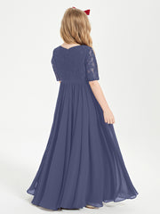 Robes de Demoiselle d'Honneur Junior en Dentelle à Demi-Manches Orageux
