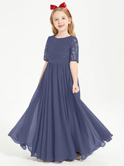 Robes de Demoiselle d'Honneur Junior en Dentelle à Demi-Manches Orageux