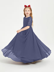Robes de Demoiselle d'Honneur Junior en Dentelle à Demi-Manches Orageux