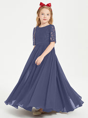 Robes de Demoiselle d'Honneur Junior en Dentelle à Demi-Manches Orageux