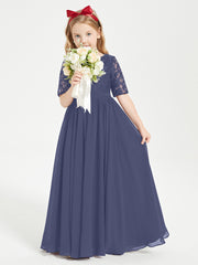 Robes de Demoiselle d'Honneur Junior en Dentelle à Demi-Manches Orageux