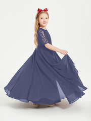 Robes de Demoiselle d'Honneur Junior en Dentelle à Demi-Manches Orageux