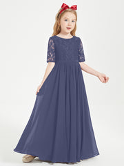 Robes de Demoiselle d'Honneur Junior en Dentelle à Demi-Manches Orageux