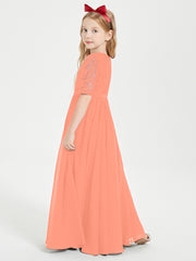 Robes de Demoiselle d'Honneur Junior en Dentelle à Demi-Manches Crépuscule