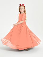 Robes de Demoiselle d'Honneur Junior en Dentelle à Demi-Manches Crépuscule