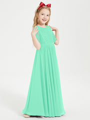 Robes de Demoiselle d'Honneur Junior en Dentelle à Demi-Manches Turquoise