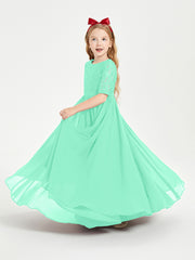 Robes de Demoiselle d'Honneur Junior en Dentelle à Demi-Manches Turquoise