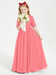 Robes de Demoiselle d'Honneur Junior en Dentelle à Demi-Manches Pastèque