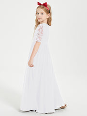Robes de Demoiselle d'Honneur Junior en Dentelle à Demi-Manches Blanc