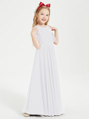Robes de Demoiselle d'Honneur Junior en Dentelle à Demi-Manches Blanc