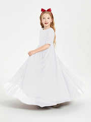 Robes de Demoiselle d'Honneur Junior en Dentelle à Demi-Manches Blanc