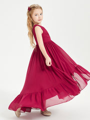 Boho Robes de Demoiselles d'Honneur Junior à Jupe en Cascade Bordeaux