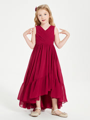 Boho Robes de Demoiselles d'Honneur Junior à Jupe en Cascade Bordeaux