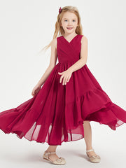 Boho Robes de Demoiselles d'Honneur Junior à Jupe en Cascade Bordeaux