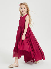 Boho Robes de Demoiselles d'Honneur Junior à Jupe en Cascade Bordeaux