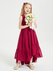 Boho Robes de Demoiselles d'Honneur Junior à Jupe en Cascade Bordeaux