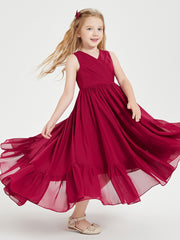 Boho Robes de Demoiselles d'Honneur Junior à Jupe en Cascade Bordeaux
