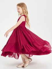 Boho Robes de Demoiselles d'Honneur Junior à Jupe en Cascade Bordeaux