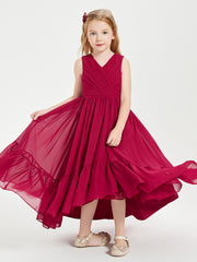 Boho Robes de Demoiselles d'Honneur Junior à Jupe en Cascade Bordeaux