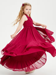 Boho Robes de Demoiselles d'Honneur Junior à Jupe en Cascade Bordeaux
