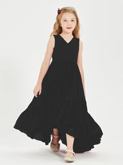 Boho Robes de Demoiselles d'Honneur Junior à Jupe en Cascade Noir