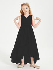 Boho Robes de Demoiselles d'Honneur Junior à Jupe en Cascade Noir